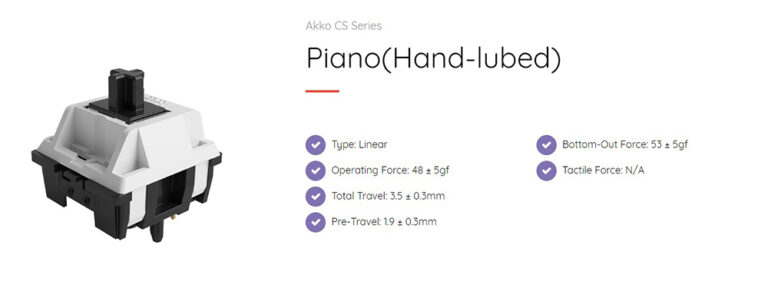 AKKO CS Switch Piano Lubed 5 Pin 45 Switch AKKO Gear